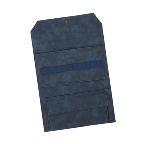 oshhni Bolsa de armazenamento para agulhas de crochê, estojo para alfinetes de tricô, bolsas de transporte vazias com vários compartimentos elásticos, bolsa, Azul-marinho