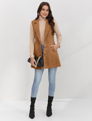 Image of IDEALSANXUN Plaid Vest for Women Fall Winter Sleeveless Blazer Jackets