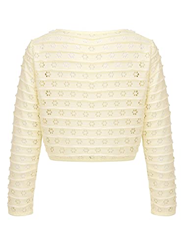 easyforever Girls Long Sleeves Shrug Sweaters Kids Lace Bolero Cardigan Shrug Button Closure Bolero Dress Cover Up4