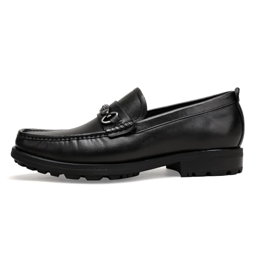 Image of Formal Dress Shoes for Men, Premium Buckle Moc-Toe Business Shoes Casual Slip-on Penny Loafer