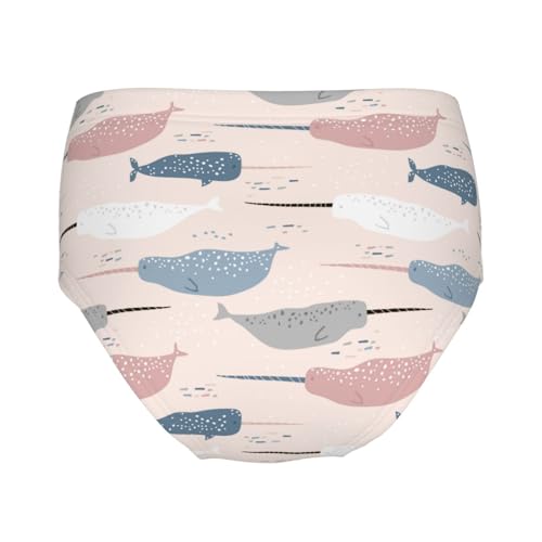 Hand Drawn Narwhals Texture Girls' Underwear Soft Cotton Little Girls Panties Comfort Briefs2
