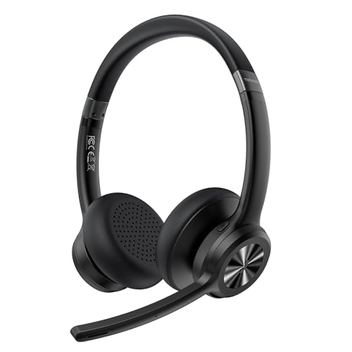 TECKNET Auriculares Inalambricos Bluetooth Diademas,Cascos Cancelación de Ruido con microfono,Auriculares Oficina Recargables para Camionero/PC/Call Center/Teléfono móvil