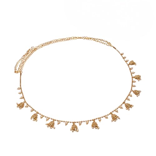 Traditional Golden Beads Waist Hip Chains Kamarband with Pearl Dr...