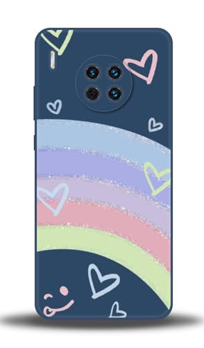 WUACYEAMING Compatible con Huawei Mate 30 Case, Funda Silicona Premium Líquida Resistente Arañazos, Antihuellas Dactilares, Prueba Golpes Cover Carcasa de TPU-Corazón Arco Iris