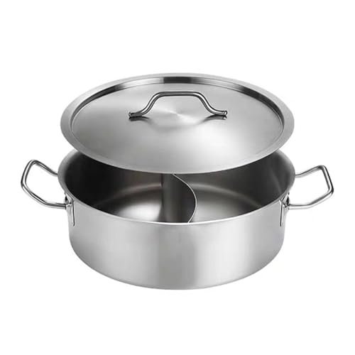 両手鍋 家庭用ステンレス製電磁調理器 大容量 マンダリンダックポット 鍋(Silver,32cm)