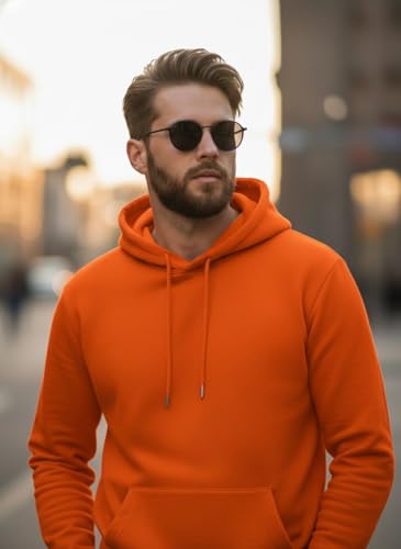 Image of Men Regular Fit Fleece ||Black||Hoodie Solid||Sweatshirt-JM3860