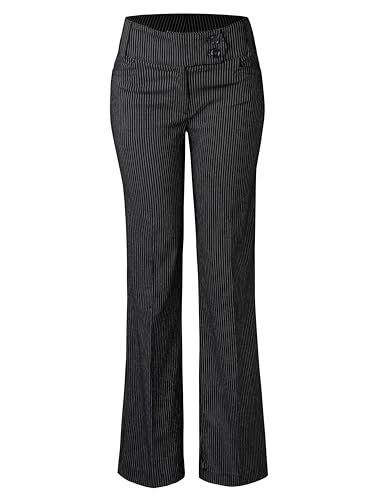 Design by Olivia Women's Pinstriped Bootcut Dress Pants Trousers Stripe Black/White L