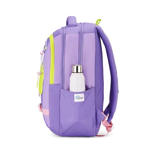 Image of uppercase Luna School Bag for Kids | Purple backpack with Well padded Shoulder Strap and Back | 500 Days Warranty