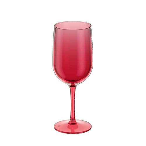 Transparente Taça Água/Vinho Fun 380 ml, 8,1 x 8,1 x 20,5 cm, Vermelho Transparente, Coza