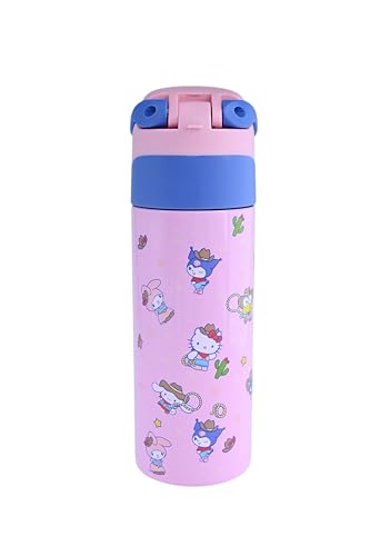 Image of Hello Kitty & Friends All-Over Character Print Pink 24 Oz Stainless Steel Water Bottle