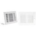 EZ-FLO 10 x 6 Inch & 8 x 6 Inch White Air Vent Covers - Wall/Ceiling Registers, 3-Way & 2-Way Deflection, Steel HVAC Vents