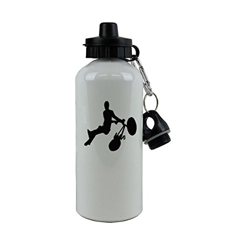 Personalized Custom BMX Rider Aluminum White Finish 20 Ounce 600ML Sport Water Bottle Customizable