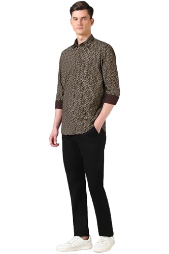 Image of Peter England Men's Everyday Ditsy Print Slim Fit Full Sleeve Casual Shirt | 100% Cotton