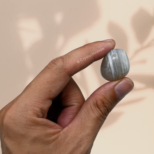 Image of Certified Lace Agate Crystal Healing Tumbled Stone, Natural Polished Crystals for DIY Crafts, Manifestation, Meditation, Pooja Feng Shui and Reiki Healing (30 Grams)