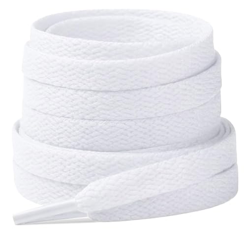 Stepace [2 Pairs Flat Shoe Laces for Sneakers 5/16 Width 30-72 Length 26 Color Shoelaces White 54(137 cm)