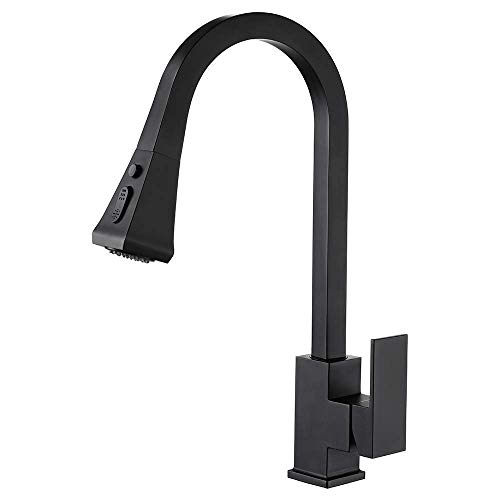 Robinet d'évier de cuisine noir haut de gamme au design minimaliste épuré