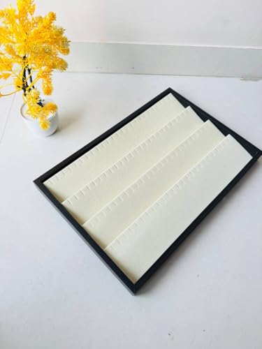 Image of Velvet Jewellry Drawer Organizer Stackable Tray (Wood, Wooden EaRing Cream)
