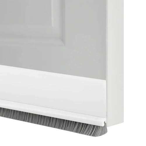 leruiyezs brosse bas de porte auto-adhésive 100 cm blanc balai de porte isolant contre le froid et la chaleur calfeutrage phonique étanche ajustable pour...