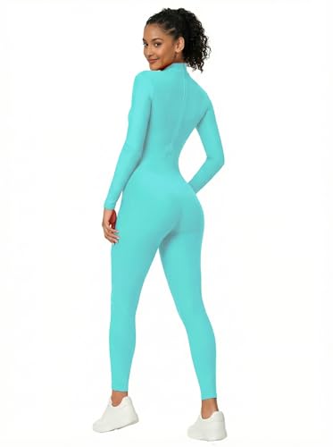 Image of Adult High Neck Long Sleeve Dance Unitard for Women Bodysuits Full Body Leotard Spandex Catsuit