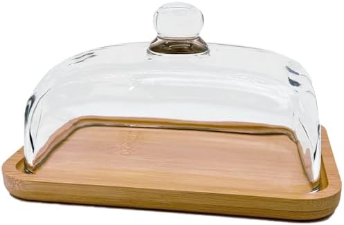XTTAP Glass butter dish with lid, keeps butter soft, for countertop and refrigerator. Widened design to fit all butters.