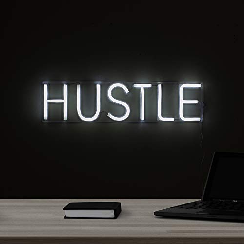Image of LED Hustle Neon Lighted Wall Sign - 20 inch - White