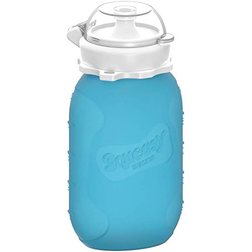 Squeasy Snacker, 180ml - Gourde Réutilisable en Silicone pour Compotes et Purées Maison | Sans BPA | Pour les Bébés et les Enfants (Bleu)