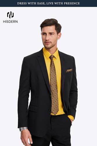 Image of HISDERN Mens Dress Shirt with Tie Pocket Square Set Classic Button Down Shirt Matching Tie Long Sleeve Shirts