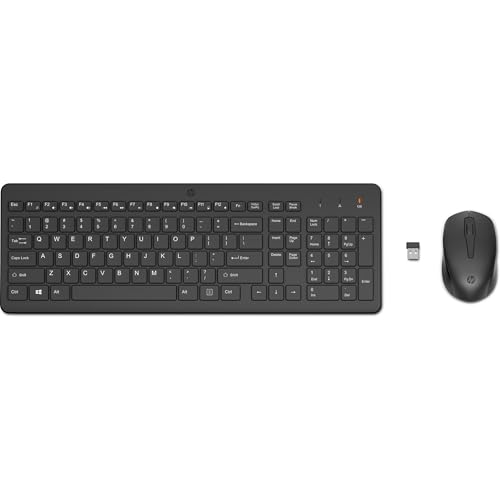HP 330 Wireless Keyboard and Mouse Combo | 2.4 GHz Wireless Connection with USB Dongle | 12 Function Keys | Ergonomically Designed | 1600 DPI | LED Indicators | Numpad | Black