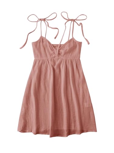 Image of SOLY HUX Women's Summer Mini Sun Dress Cami Tie Shoulder Babydoll Dresses | A Line, Y2k, Cute, Casual, Babydoll Dresses