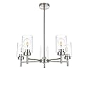 A1A9 5-Light Farmhouse Chandelier for Dining Room Kitchen Island, Modern Chandeliers Brushed Nickel Pendant Lighting Fixtures with Clear Glass Shades for Living Room, Bedroom, Foyer (Nickel)