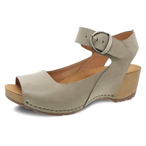 Image of Dansko Tiana Slip-On Platform Sandal for Women - Cushioned, Contoured Footbed for All-Day Comfort and Support - Hook & Loop Strap with Buckle Detail - Lightweight Rubber Outsole