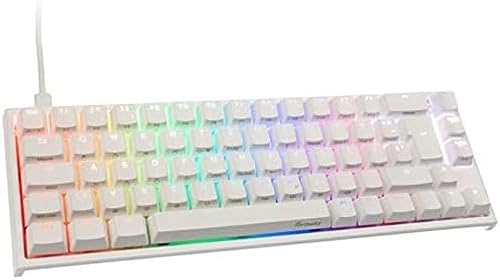 Ducky ONE 2 SF Gaming Tastatur Deutsches Layout, Mechanische Tastatur RGB mit Cherry MX Red Switches, 65% Keyboard PC, Tastatur Kabelgebunden Beleuchtet, Double Shot PBT Keycaps (Weiß)