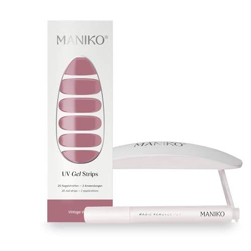 Maniko UV Gel Strip Komplettset Vintage Velvet UV Nagelsticker mit UV Lampe & Remover Pen Gel Nagellack UV 2 Anwendungen Geschenk zu Geburtstag Weihnachten Muttertag & Valentinstag