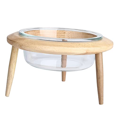 GRIRIW 1 セット ペットボウル 飲酒 こぼれる 食器 ペットフィーダー フードボウル ペットの給餌用品 ペット用給餌ボウル ウォーターボウル 漫画の犬のボウル 給水器 木製 Khaki