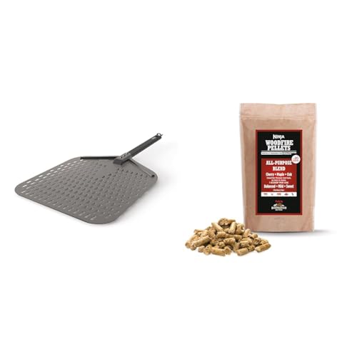 Ninja Woodfire Pizzaschaufel für Außenöfen der Serie OO101UK & Woodfire Pellets Allzweckmischung 900 g, offizielle Ninja Woodfire Pellets, geeignet für Ninja Woodfire Außengrill XSKOGAPBPL2UK