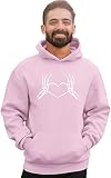 Go All Out Large Classic Pink Mens Skeleton Hand Heart Sign Sweatshirt Hoodie