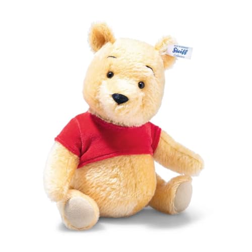 Steiff Disney Classic Winnie the Pooh - Colección Open Edition con licencia Disney, diseño Winnie the Pooh de 1960, articulado de 5 vías y articulado, fabricado en mohair con certificación RMS