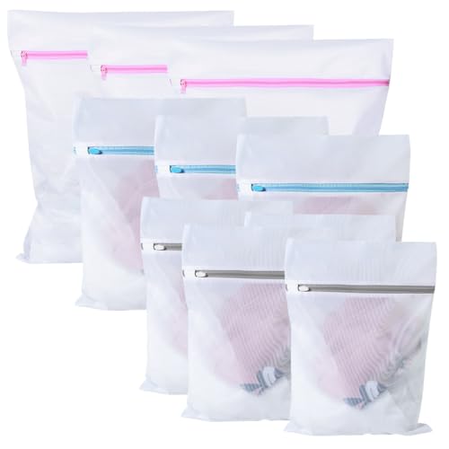 10 Pièces Filet a Linge Machine a Laver, 3 Tailles Sac a Linge Réutilisables, Filets de Lavage Pour Sous-vêtements, Filet de Lavage avec Fermeture éclair pour Pulls, Blouse, Lingerie, Bas, Veste