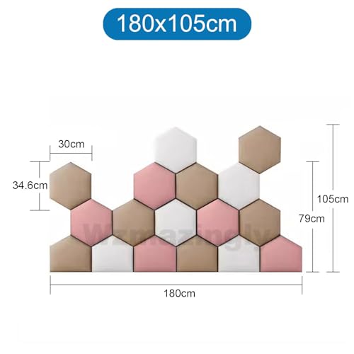 Paneles de pared acolchados autoadhesivos hexagonales de tela para dormitorio 3