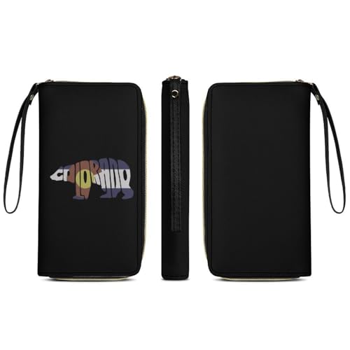 Colorado Bear Flag Portable Long Wallet for Women Men Zipped Travel Purse Credit Card Holder Coin Pouch3