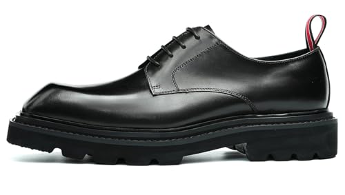 Santimon Mens Oxfords Brown and Black Dress Shoes Formal Business Lightweight Square Toe Derby Wedding Prom Casual Leather Shoes for Men2