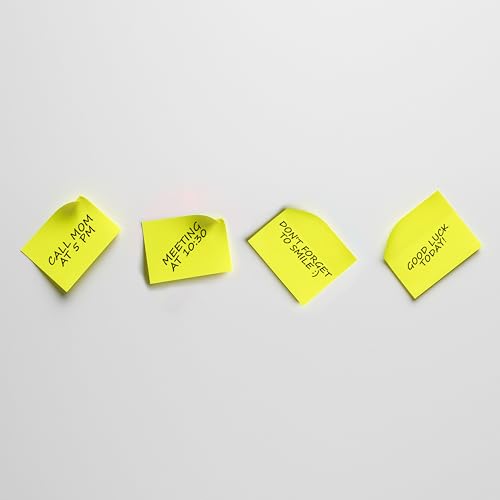Image of Cubic Neon Yellow Sticky Notes - Pack of 3 (3 inch x 2 inch Inches), Bright Self-Adhesive Memo Pads for Office, Home & School Use - Smooth Finish, Easy Peel, Residue-Free