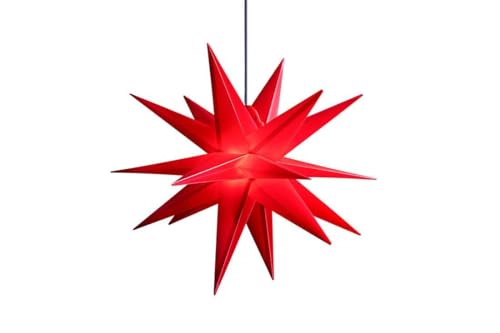 ZICOM LED Riesen Dekostern Weihnachtsstern Stern mit 18 Zacken wetterfest, rot Ø 55cm, Innen und Außen für Weihnachten, Hochzeiten, Party, Dekoration, Geschenkidee, E14 Fassung 230V 50Hz