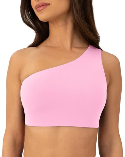 Image of PAVOI ACTIVE Asymmetrical Sports One Shoulder Bra for Women - Low Support One Strap Bra Workout Top Removable Pads - FlexFlow