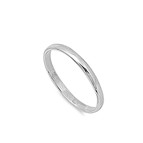 JewelryVolt Sterling Silver 2MM High Polish Plain Dome Comfort Fit Wedding Band Plain Ring with Gift Box