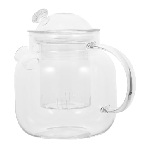 ZUNOXAZ 耐熱強化ガラス製加厚ティーポット 快適ハンドル付き家用茶器 花茶 果実茶 薬茶対応透明ティーポット