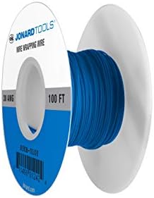 Jonard Tools R30B-0100 Blue Insulated Kynar Copper Wire Roll, 30 AWG, 100 ft Length