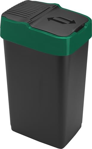 Sterling Ventures 35L Plastic Indoor Recycling Bin with Double Swing Lid Top Colour Coded (Green)