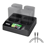 ACCSOON LP-E6 LP-E6P LP-E6N LP-E6NH 4チャンネルカメラバッテリー充電器 PD100W急速 バッテリーチャージャー (USB-C 充電ポート/高速充電/LEDディジタル表現) 、Canon EOS 5D Mark II III and IV, 70D, 5Ds, 6D, 5DsR, 80D, 7D, and 7D Mark II, EOS 60D などに対応