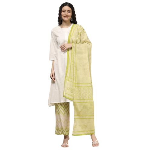 Image of BIBA Women Cotton Straight Printed Suit Set